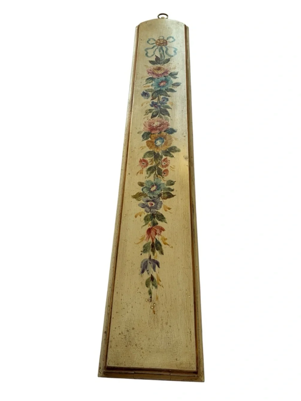 Italian Hand Painted Floral Wood Panel Yellow Multicolor Large TROMPE L'OEIL